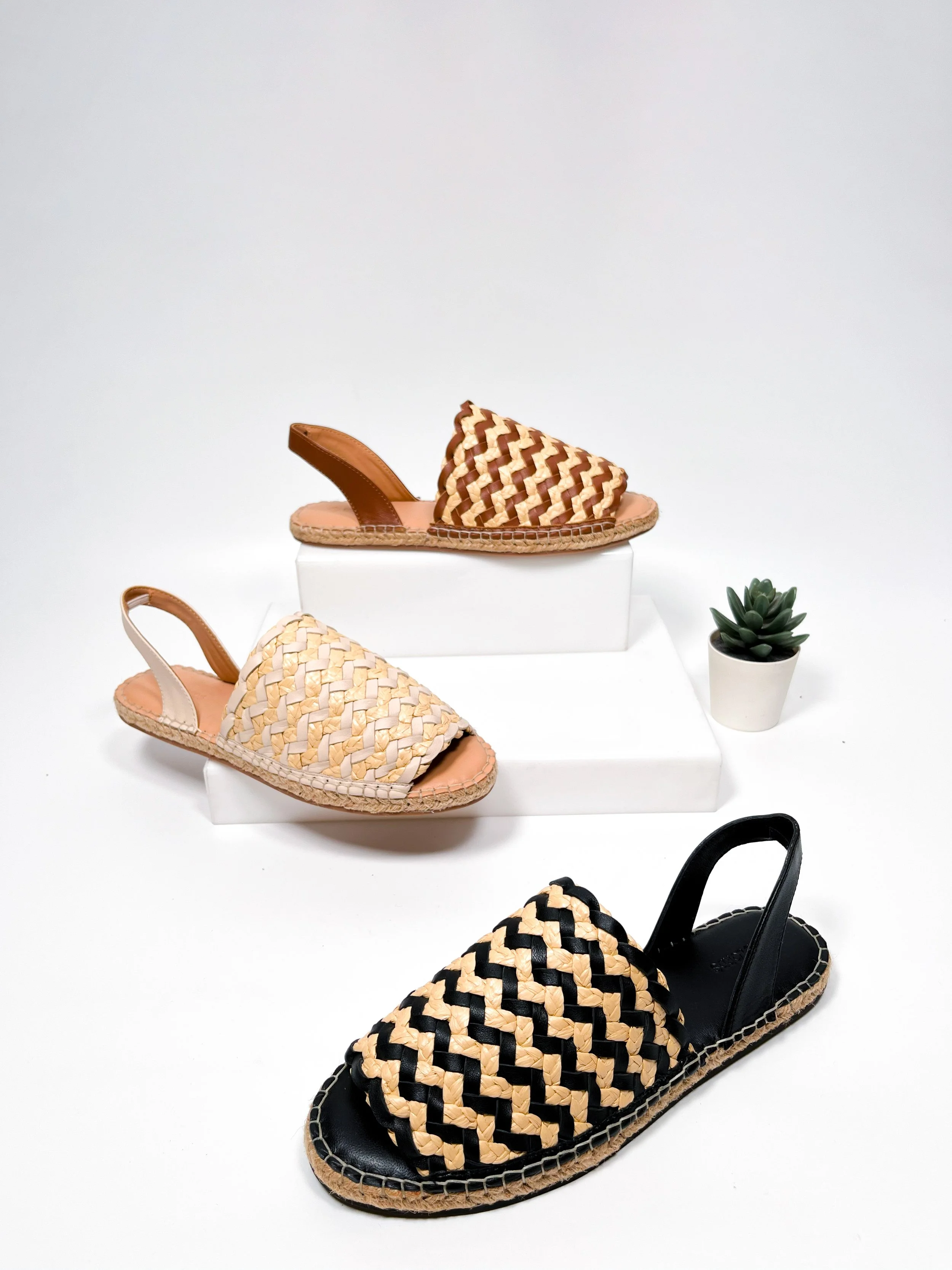Woven jute espadrille slingback sandals