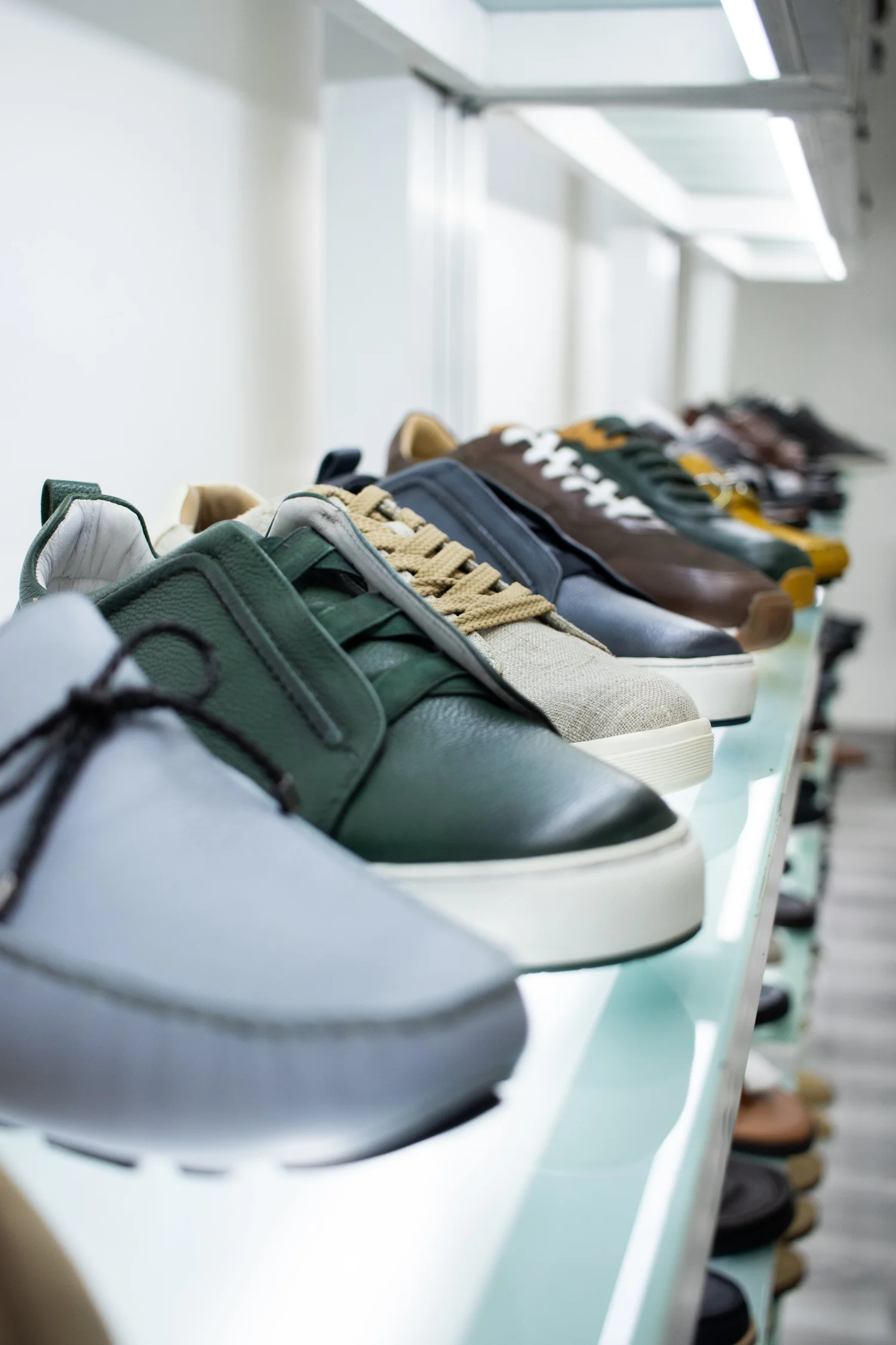 Footwear samples on display